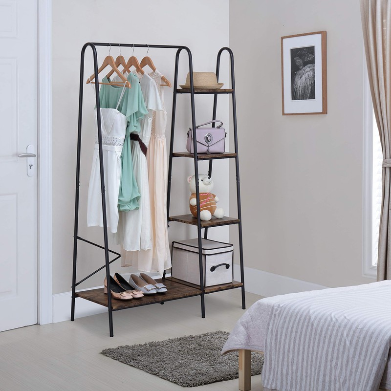 Finnhomy Rustic Clothes Rack, Clothing Rack for Hanging Clothes Heavy