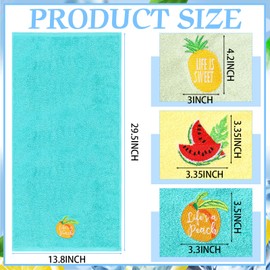 FuWeave 3 Pcs Summer Hand Towels for Bathroom 100% Cotton 29.5 x 13.8'' Embroidered Decorative Absorbent Soft Bath Hand Towels for Bathroom Kitchen Gift Decor(Bright,Pineapple)