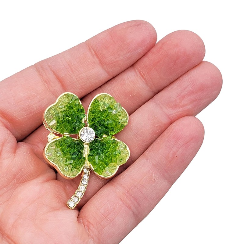 GFM® Three Leaf or Four Leaf Clover Dimantes Enamel Brooch