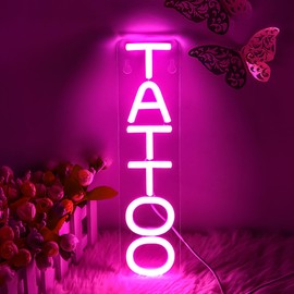 Tattoo Neon Sign for Wall Decor Text Led Neon Light for Business Decor Presents Pink Led Lights for Man Cave Tattoo Lovers Tattoo Studio Business Shop Wall Decor Size 3.0 * 11.8in(XD085)