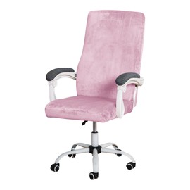 FORCHEER Velvet Large Office Chair Cover Pink Stretchable Computer Armchair Slipcover for Desk Chair Elastic Protector for Pets 1 Piece Washable Removable