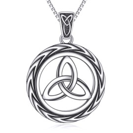 Dralox Celtic Knot Necklace for Women Men, S925 Sterling Silver Trinity Knot Pendant with Oxidized Black Design Birthday Anniversary Irish Jewelry Gifts 20"
