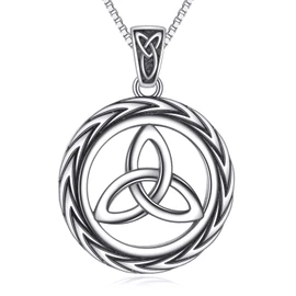 Dralox Celtic Knot Necklace for Women Men, S925 Sterling Silver Trinity Knot Pendant with Oxidized Black Design Birthday Anniversary Irish Jewelry Gifts 20"