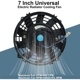 FSBCGT 7 Inch Universal Slim Fan Push Pull Electric Radiator Cooling Fan 12V 80W with Mount Kit