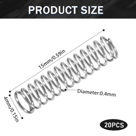 GUNGY Compression Spring Stainless Steel Spring Compression Springs 15 mm Wire Diameter 0.4 mm Outer Diameter 4 mm Length 15 mm Maximum Spring Force 0.3 kg Pack of 20