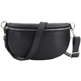 Blade Bum Bag Women's Genuine Leather, Stylish Belt Bag Women with 2 Patterned and Leather Removable & Adjustable Wide Belts, Crossbody Bag Women, High-Quality Chest Bag for Women, Black (black-1)
