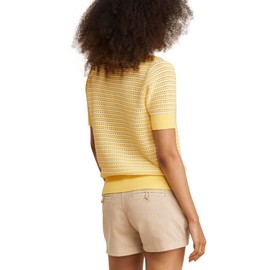 vineyard vines Women's Open-Stitch Short-Sleeve Polo Sweater, Sunny