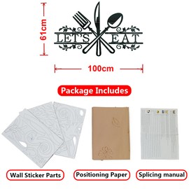 Kitchen Wall Stickers Wall Art - DIY 3D Kitchen Decorations for Walls Acrylic- Kitchen Wall Art Dining Decorations Kitchen Stickers for Walls Kitchen Wall Decor for Dining Room (Silver, 70 * 100cm)