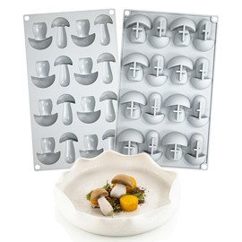 mostsom Silicone Mushroom Molds Nonstick Baking Pan Silicone Molds for Chocolate, Candy, Jelly, Ice Cube, Muffin (Mushroom N_11.92x7x0.88inch)