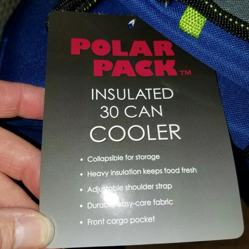Polar Pack Insulated 30 Can Blue Cooler Large Lunch Bag