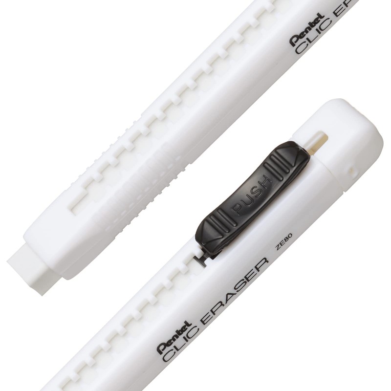 Pentel Borrador Cuadrangular Tipo Lápiz Barril Blanco Caja con 12