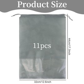 11 Pcs Non-Woven Drawstring Bags, Travel Shoe Bag, Shoes Storage Bags, Dust Proof Pouch Space Saving Organizer with Transparent Window for Daily and Use, Shoe Bags,Shoe Travel Bag(Grey)