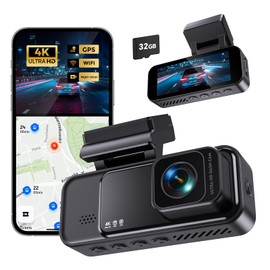 COOLCRAZY 4K Dash Cam Front, Built-in WiFi GPS, Dash Camera for Cars, 3.2" IPS Screen Dashcam with App Control, Free 32G Card, 170°Wide Angle, 24H Parking Mode, WDR, Night Vision, G-Sensor