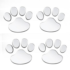 2 Pair PVC Dog Paw Footprint Sticker Decal, 3D Self Adhesive Dog Paw Footprint Sticker for Vehicle/Motorcycle/Boat/Cruisers - Sliver