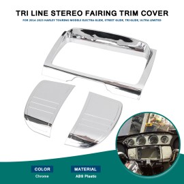 Unbranded Chrome Tri Line Stereo Radio Trim Cover For Harley Street Glide Ultra Limited US