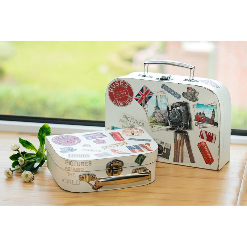 VBS Suitcase, set of 2, cream-coloured cardboard, 23 x 15