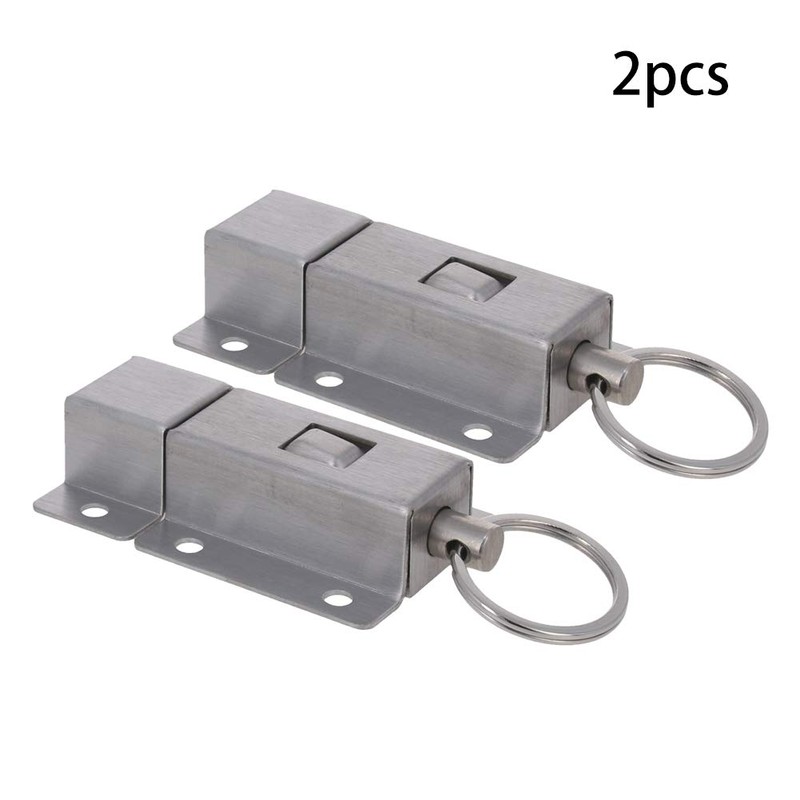 MroMax Door Barrel Bolt, Stainless Steel Security Push Button Spring