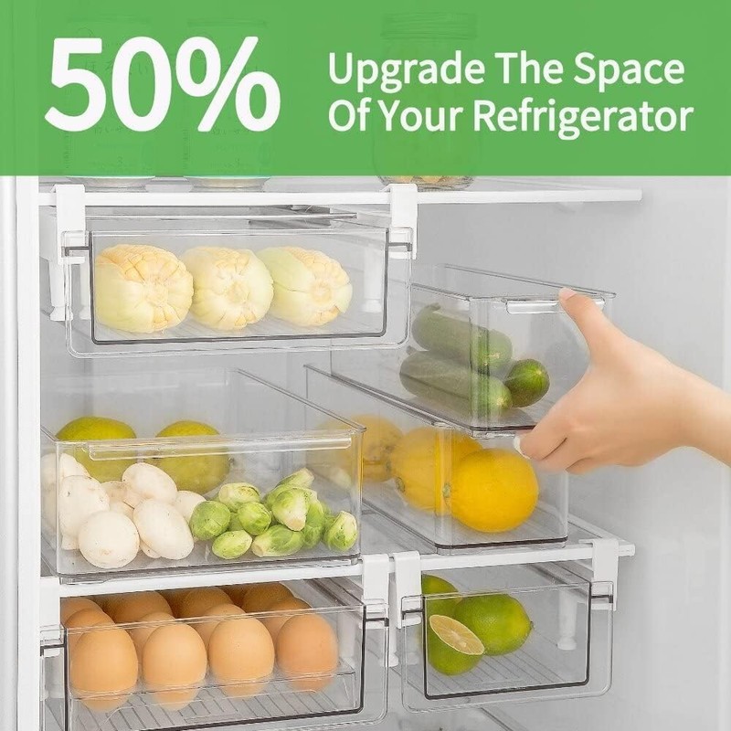 vacane Upgraded Refrigerator Drawers Organizer - Pull Out Fridge Bins