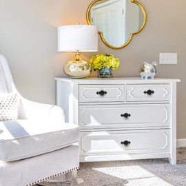 MengH-SHOP Cabinet Knobs Ceramic Drawer Knobs Vintage Furniture Knob with Alloy Screw for Cupboard Drawer Kitchen Pack of 6 Black