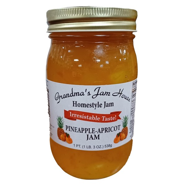 Grandma's Jam House All-Natural USA Made Homestyle Pineapple Apricot Jam 19 Oz