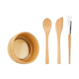 4 Pcs Facial Mask Mixing Tool Kit Wood Facial Skincare Bowl Face Mask Mixing Spoon Spatula Skin Care Applicator Brush DIY Face Masks Kit Beauty Bowl Set for Salon Home