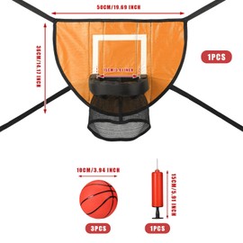 lasuroa Trampoline Basketball Hoop Attachment Set, with 3 Mini Basketball and 1 Pump, Basketball Goal for Trampoline, Waterproof Basketball Game Accessories for All Ages (Orange)