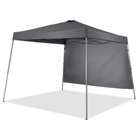 GDY 8X10 FT Pop Up Canopy Outdoor Instant Tent Slant Legs with a Sidewall,Equipment Vents, Portable Gazebo Shelter for Patio, Deck, Beach and Garden,Grey.