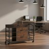 Brown Metal 2-Drawer File Cabinet With Power Strip Industrial Office