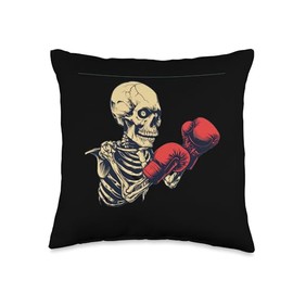 Happy boxing Skeleton with Gloves Throw Pillow