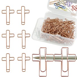 Christian Bible Study Supplies - 50 Cross Paper Clips + 2 Jumbo Pen Slot Clips, Rust-Resistant Metal for Notebooks