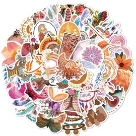 Boho Sticker | 100PCS | Aesthetic Vinyl Waterproof Bohemian Stickers Packs for Teens Girls Adults, Modern Minimalist Abstract Line Art Decor for Water Bottles Scrapbooking Journaling Junk Skateboard