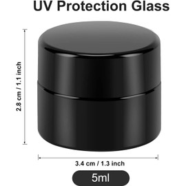 (50 Packs) Green Nexus 5g/5ml UV Protection Glass Jars for Lip Balm, Lotion, Oil, Cream & Cosmetics Enhanced Cap (2024)