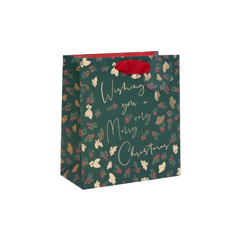 Glick Xmas Gift Bag Berries Holly Medium – Traditional Luxury