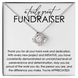 Fundraiser Necklace Message Card Box Love Knot Standard - Thank You For All Your Hard Work - Appreciation Fundraising Donation Caretaker