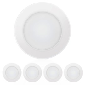 ECOELER 4 Inch LED Disk Light, Dimmable Flush Mount Ceiling Light, 10.5W 650Lm, 3000K Warm White, Aluminum Baffle Trim, Wet Location, ETL&Energy Star, 4Pack