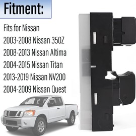 Master Power Window Switch Fits for 2003-2013 Infiniti G35 G37 2003-2019 Nissan 350Z Altima Titan Quest Replaces 25401CD000 25401CD010 25401CD02A 25401CD02D