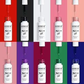 JODSONE 10pcs Nail Art Gel Liner,3D Effect Gel Nail Polish Thin Brush Painted DIY at Home Salon Nail Design Line Art Gel Quality Gift for Girls