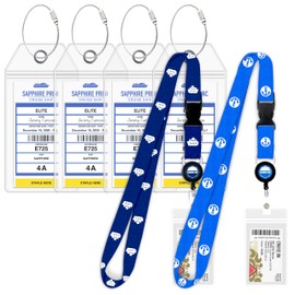 Princess Cruise Luggage Tag Holder (4 Pack) & Lanyard (2 Pack) Bundle – Large eTags, Clear & Waterproof – Cruise Essentials for 2025 & 2026 Travel