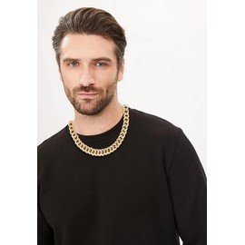 Mens Chains Diamond Cuban Link Chain Necklace Bracelets Set for Men Women Bling Bling Hip Hop Jewelry (Gold 20IN)