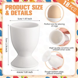 Vesici Ceramic Egg Cups Easter Gift Set of 18 Porcelain Single Egg Stand Holder for Hard and Soft Boiled Egg Breakfast Cooking Party Dinning Kitchen Gadgets Tools