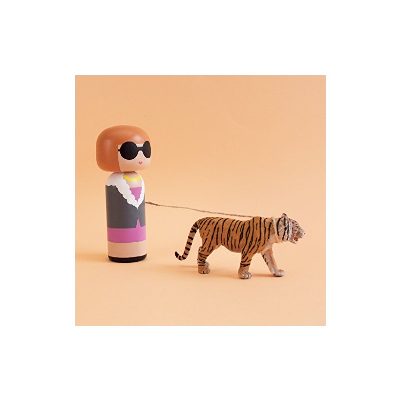 Lucie Kaas Coco Wooden Figure, Wood, Multi-Colour, 14.5 cm