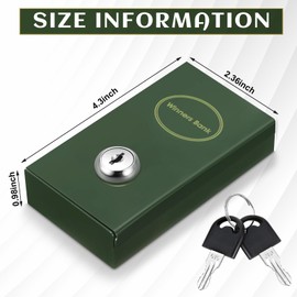 Reallnaive 1 Pack Metal Box for Gamblers Pocket Sized Winner Bank Casino Cash Box with 2 Keys Portable Casino Money Safe strongbox for Cash Saving Go Home Money Gifts(Atrovirens)