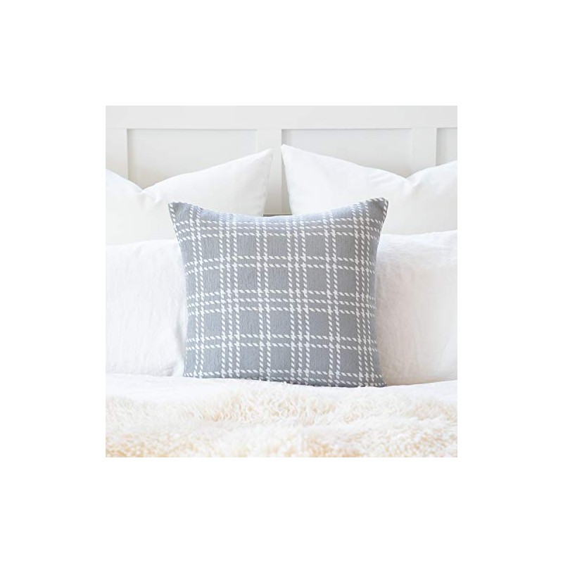 Belgian Grey White Woven Decorative Accent Throw Cushion Pillow Cover