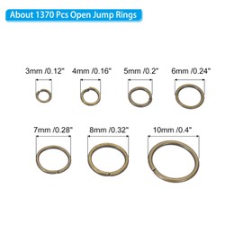 PATIKIL Jewelry Making Accessories Set, 4-10mm Open Jump Rings for Bracelet Necklace Making Findings Jewelry DIY, Ancient Bronze