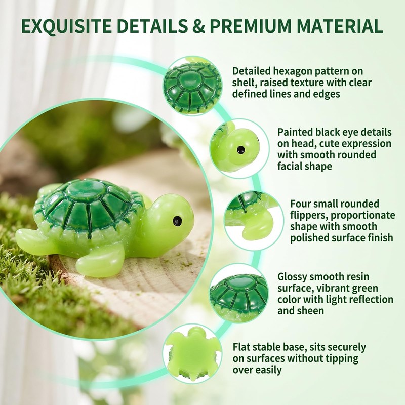 Miniature Green Turtle Figurines 60 Pcs Resin Garden Decor