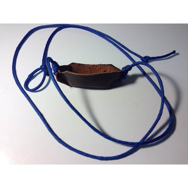 Paracord and Leather Cupped Pouch Shepherd Sling Handmade by David The Shepherd (Royal Blue)