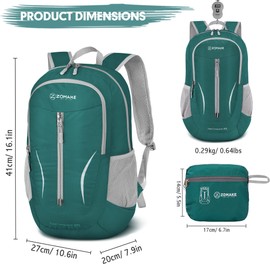Zomake Ultra Lightweight Packable Backpack 25L Small Waterproof Hiking Daypack Foldable Travel Backpack for Men Women Outdoors, green
