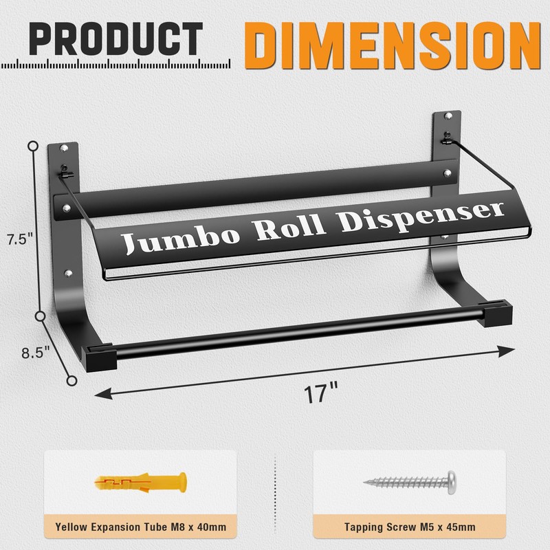 Hazztoll Wall Mounted Wiper Dispenser, Jumbo Paper Towel Dispenser, 17.0"x8.5"x7.5"