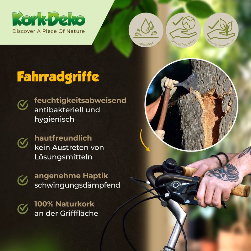 Cork Bicycle Grip | Natural Cork | Grip Surface 100%