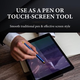 Garland Metal Pen & Stylus – Made in USA - 2-in-1 Dual-Function – Classic Color Pen for Digital Devices – Phones, Tablet, Any Touch Screen, Gift Box, Refillable with Universal #1 Refill - Red/Gold